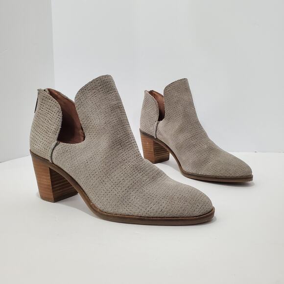 Lucky Brand Women's Grey Faux Suede Ankle Boots Size 6.5M LK-POWE Zip-Up - Picture 2 of 16